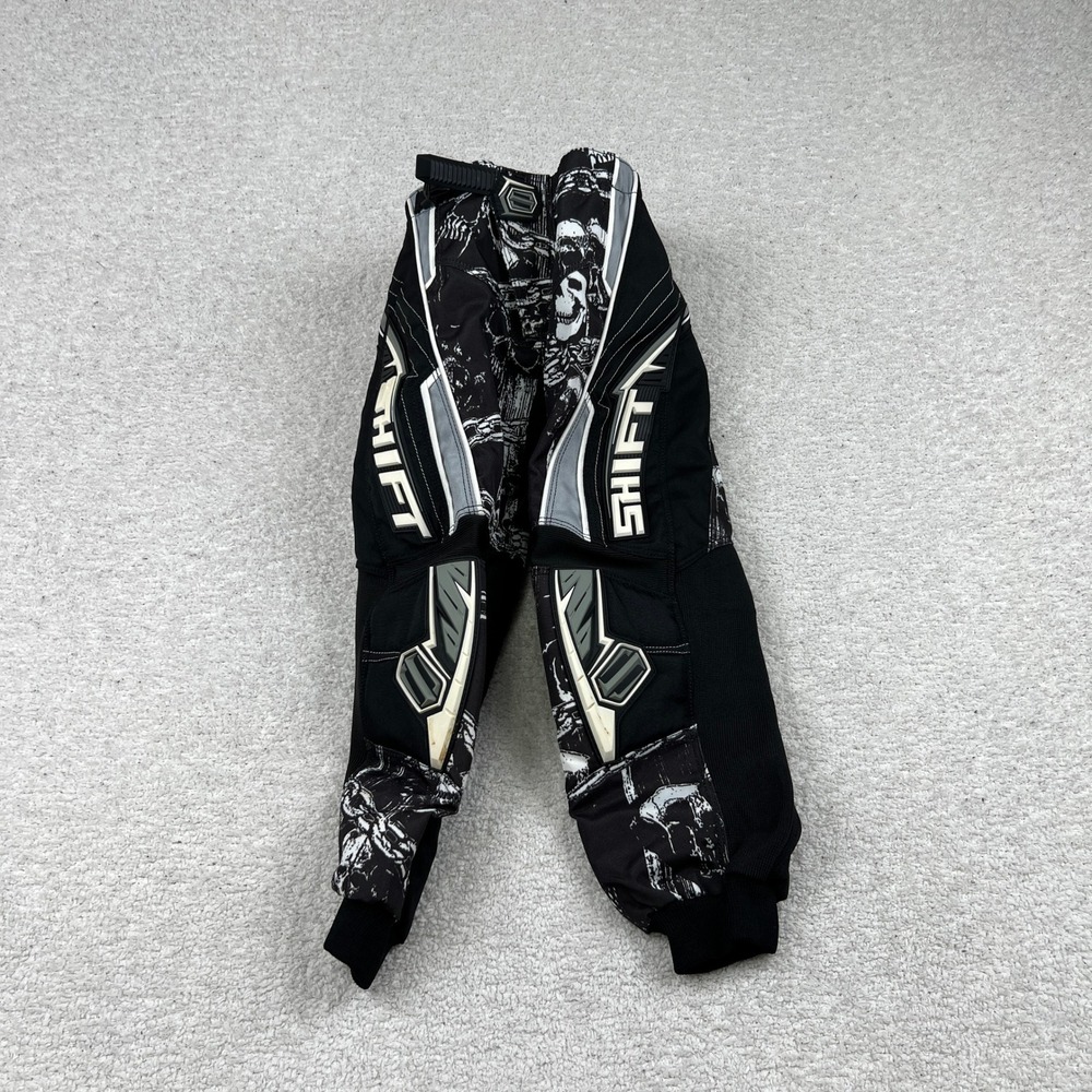 Shift Dirt Division Kids Motocross Racing Pants Black White Skull Print Gear